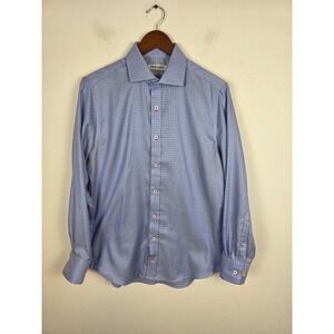 Twillory Mens Tailored Fit Non-Iron SafeCotton Dress Shirt Blue Check 15.5 32/33